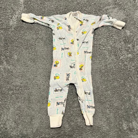 Vintage Looney Tunes Bodysuit Infant Baby Small Tweety Bugs Bunny - Picture 1 of 6